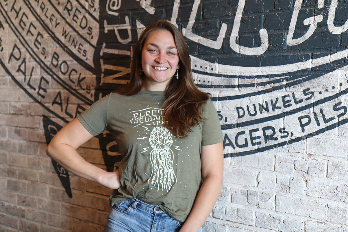 ELECTRIC JELLYFISH OLIVE TEE WOMEN'S CUT Pinthouse Pizza