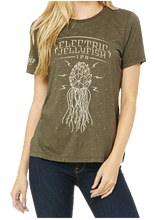 Load image into Gallery viewer, ELECTRIC JELLYFISH OLIVE TEE - WOMEN&#39;S CUT