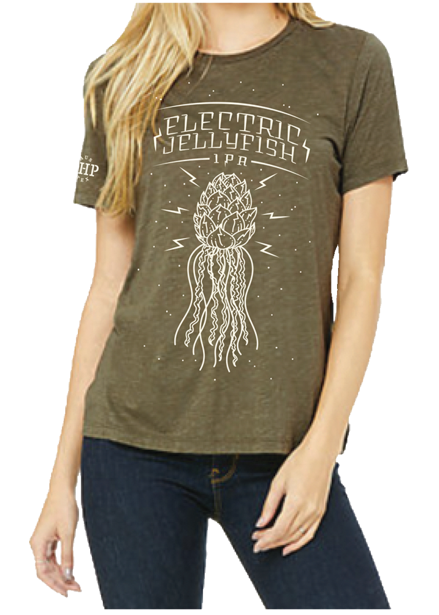 ELECTRIC JELLYFISH OLIVE TEE WOMEN'S CUT Pinthouse Pizza